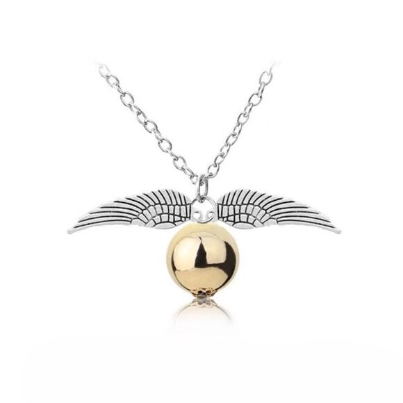 Harry Potter Golden Snitch Silver Wings Necklace NWT - Picture 2 of 8